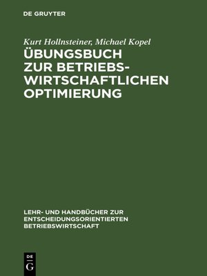 cover image of Übungsbuch zur Betriebswirtschaftlichen Optimierung